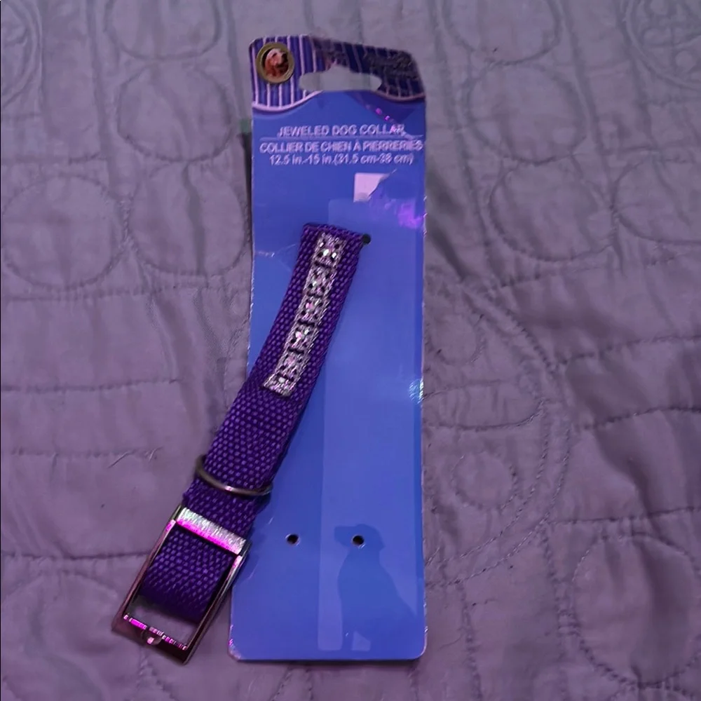 Jeweled Purple Dog Collar with Rhinestone Accents